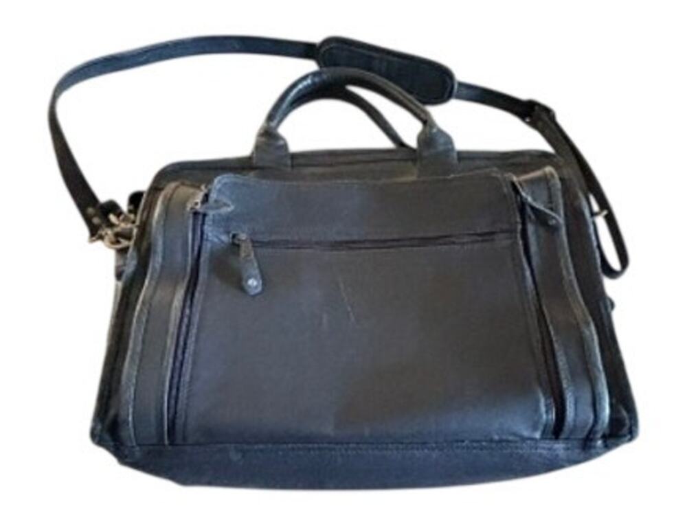 Avenues Genuine Leather Laptop Briefcase Messenger Bag Black 16.5"